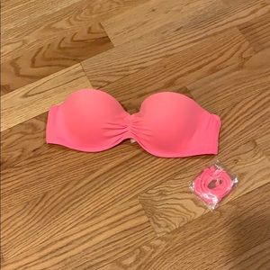 pink bandeau bikini top (with straps)